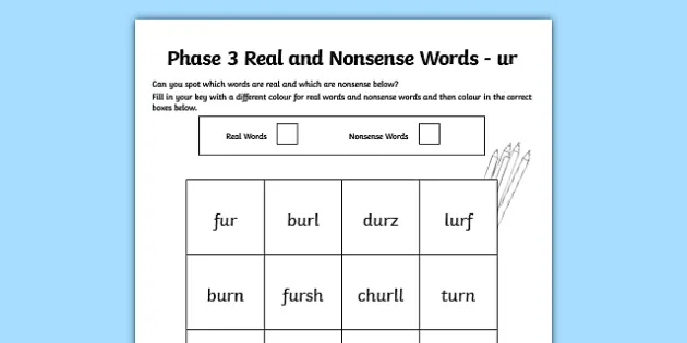 Phase 3 Ur Sounds Colour By Phoneme Words Worksheet