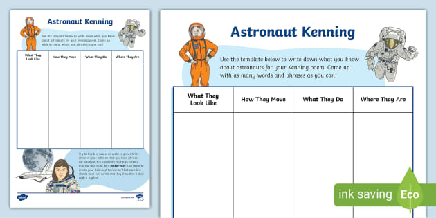 Astronaut Kenning Poem Template, Kenning Poem, Space