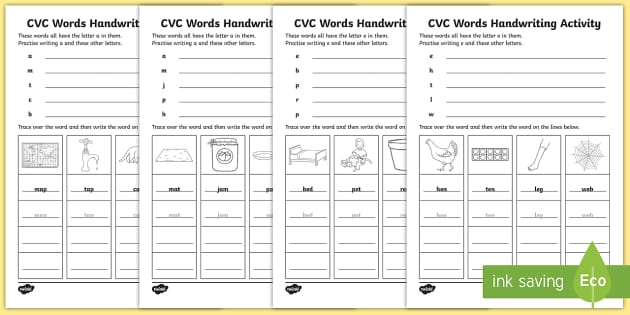 CVC Words Handwriting Worksheets (teacher made) - Twinkl