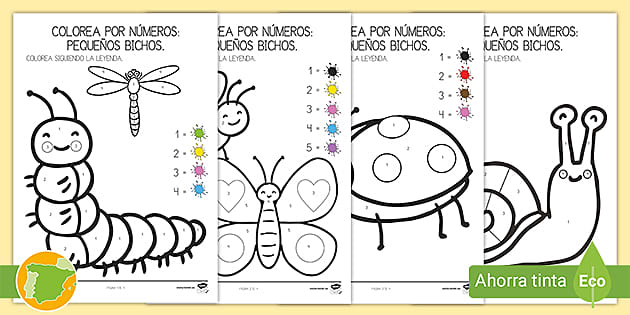 Colorea con números: Pequeños bichos (teacher made)