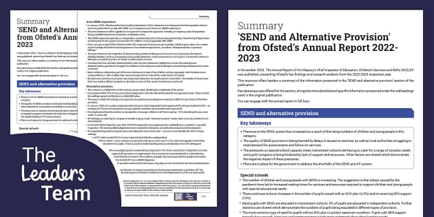 Summary: 'SEND and AP' from Ofsted's Annual Report 2022-2023