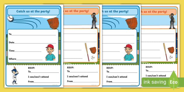 FREE! - Free Baseball Themed Party Invitations for kids: Download!