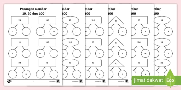 Matematik Tahun 1- Lembaran Kerja Pasangan Nombor 10 -100