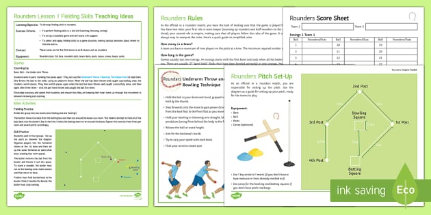 KS3 Rounders 1: Fielding Skills Lesson Ideas (teacher made)