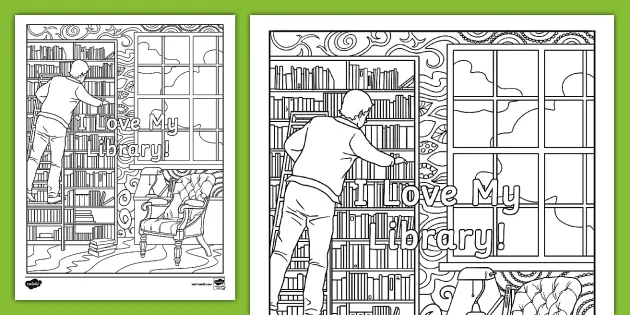 library and coloring pages