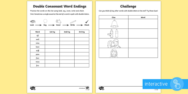 Double Consonants Worksheets And Games: ff ll ss zz - Top Notch