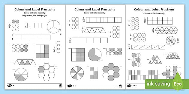 Colour and Label Fractions Worksheet (teacher made)