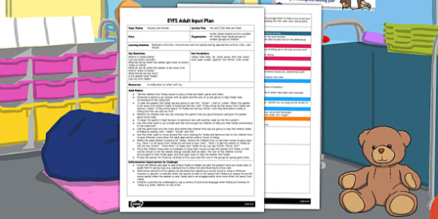 EYFS Hot and Cold Hide and Seek Adult Input Plan - Twinkl