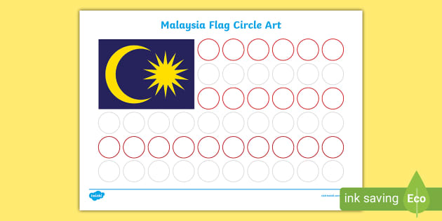 Malaysia Flag Circle Art Worksheet