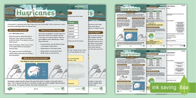 Hurricane Reading Comprehension PDF Twinkl LKS2 Geography