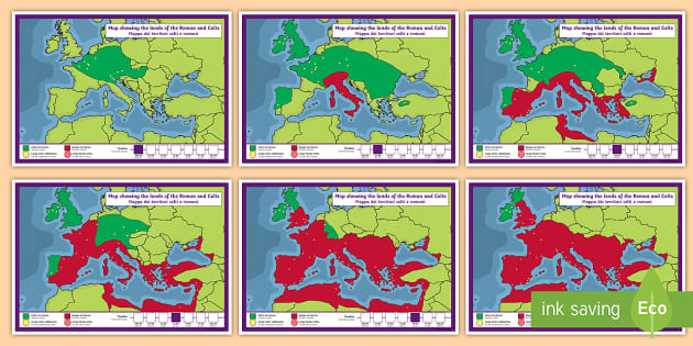 Roman Empire Celts and Romans Map Display Poster English/Italian - Roman