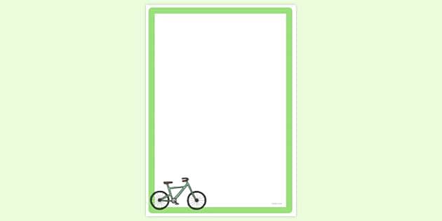 Simple Blank Bicycle Page Border | Page Borders | Twinkl