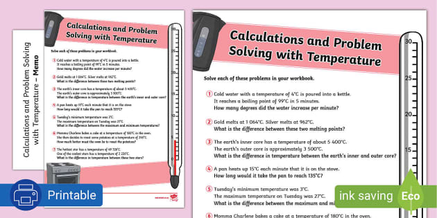 temperature problem solving with solution pdf