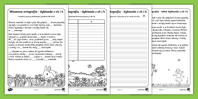 Dyktando Z ó Niewymiennym Klasa 2 Wiosenna ortografia | Ch i h | Dyktando - Twinkl