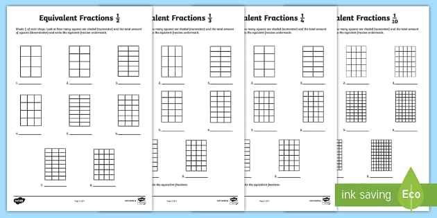 Equivalent Fractions Worksheet (teacher made)