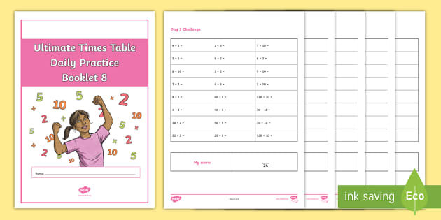 Ultimate Times Table Daily Practice 8 Booklet (teacher Made)