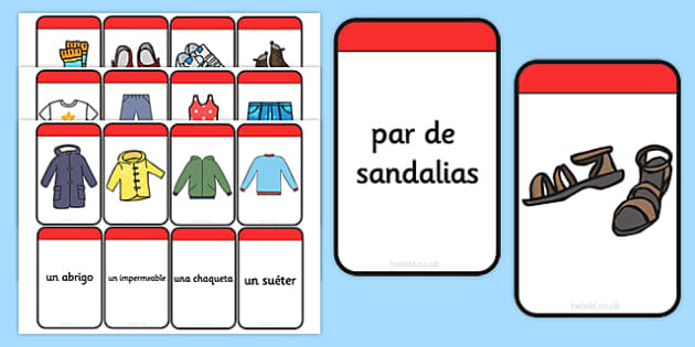 Spanish Clothing Matching Flashcards Teacher Made