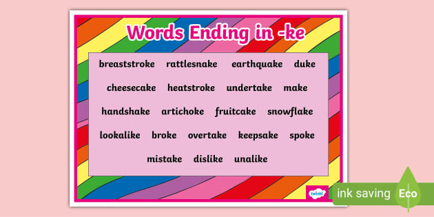 Words Ending In ke Word Mat Hecho Por Educadores Twinkl