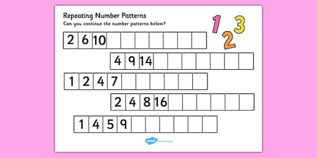 Repeating Pattern Worksheet / Worksheets (Numbers) - Repeating patterns