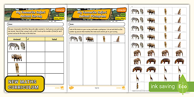 Safari Animals Data Activity Sheet | Safari Animals | Twinkl