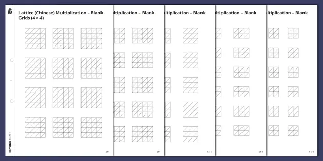 lattice method multiplication blank worksheet