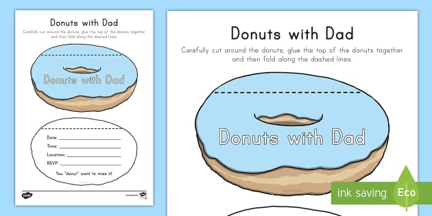 Donuts With Dad Invitation Cards Father s Day For Early Childhood 