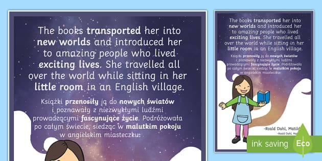 The Books Transported Her Matilda Motivational Poster Polish Translation