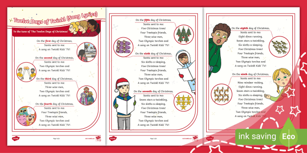 The 12 Days of Christmas Song Lyric Printables - Twinkl