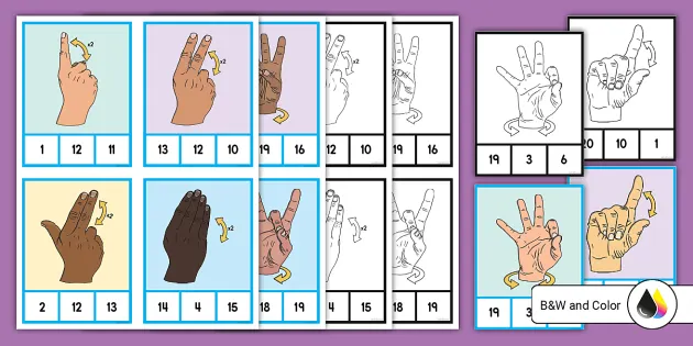 ASL Numbers 11 20 Matching Clip Cards Teacher Made