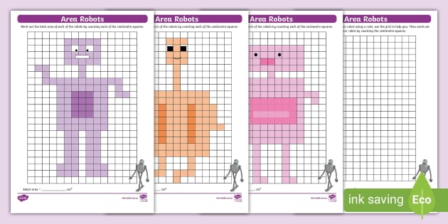 Area Robots Activity Sheets (teacher made) - Twinkl