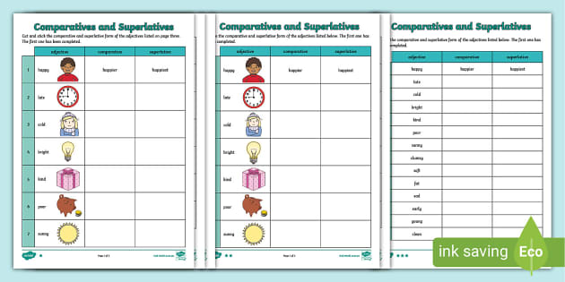 Comparatives and Superlatives Worksheet