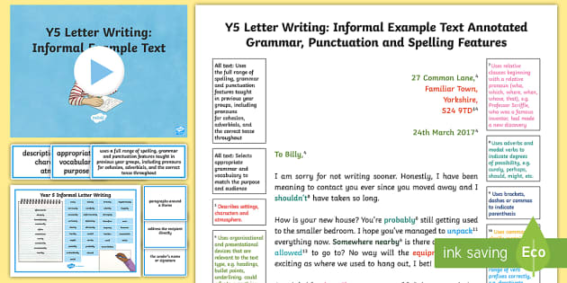 example write informal letter