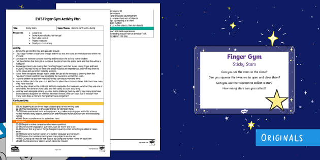 Eyfs Sticky Stars Finger Gym Plan And Prompt Card Pack Hot Sex Picture