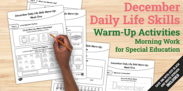 December Daily Life Skills Warm-Up Activities | Morning Work for ...