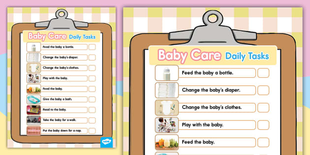 Baby Nursery Dramatic Play Baby Care Daily Tasks Chart