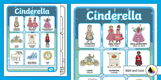 Cinderella Vocabulary Poster Romanian Translation - Twinkl