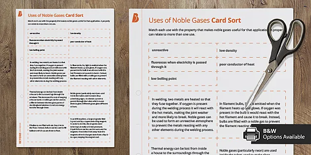 Uses Of Noble Gases Card Sort Ks3 Chemistry Beyond Uses Of Noble Gases Card Sort Ks3 Chemistry Beyond