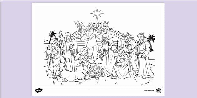 Imagen de nacimiento de Jesús para colorear | Twinkl