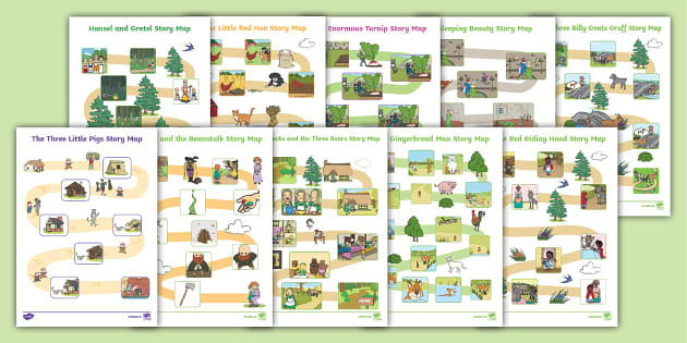 Fairy Tales Completed Story Map Pack (teacher made) - Twinkl