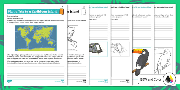 Plan a Trip to a Caribbean Island Activity for 3rd-5th Grade