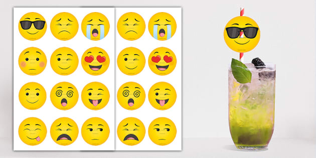 😊 Emoji Straw Decorations | Twinkl Party (teacher made)