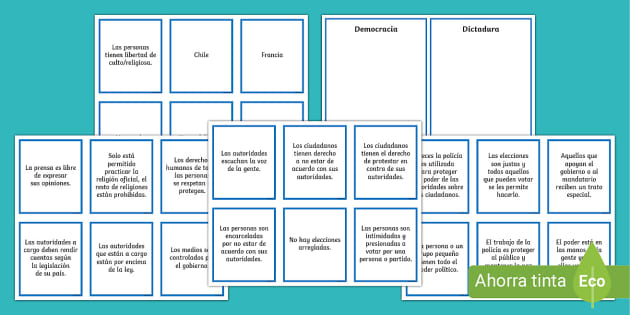 Tarjetas De Clasificación Democracia O Dictadura- Guía De Trabajo