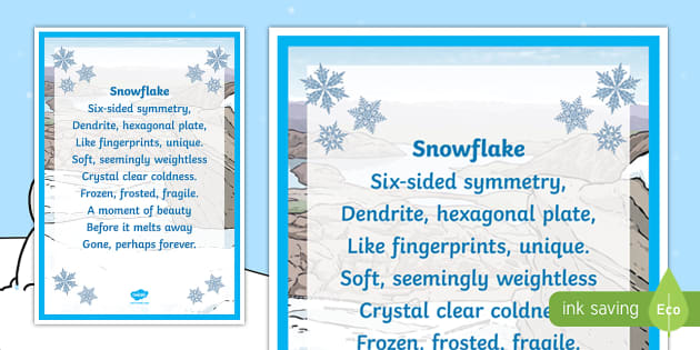 Ks2 Snowflake Poem Snow Poem Teacher Made