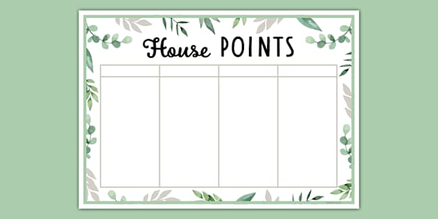 Botanical-Themed House Points Chart - Twinkl - KS1 - Twinkl