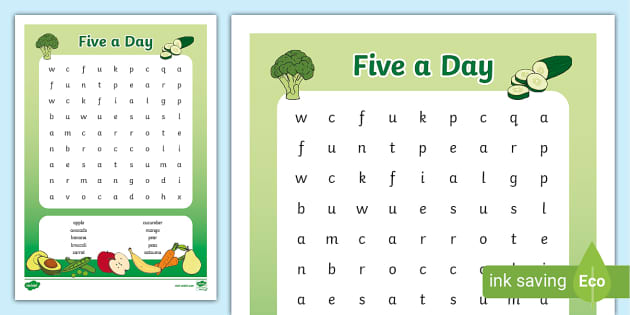 Five a Day Word Search (teacher made) - Twinkl