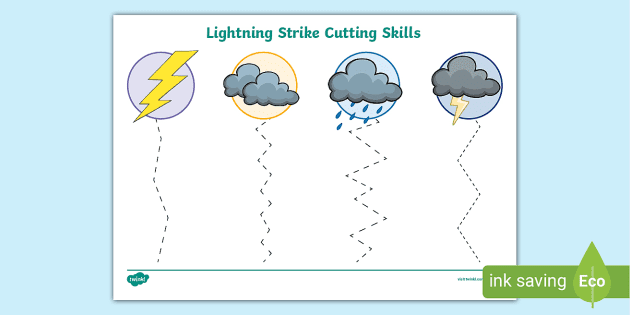 Lightning Cutting Skills Activity (teacher made) - Twinkl