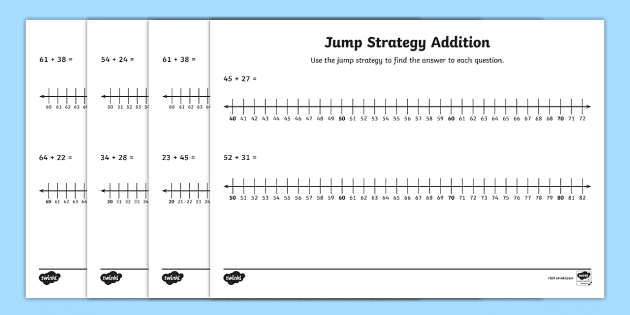 differentiated jump strategy subtraction questions worksheet