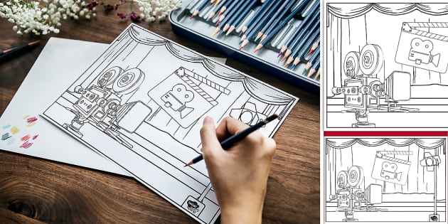 Lights Camera Action Colouring Sheet | Twinkl Party - Twinkl