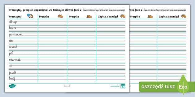 20 trudnych słówek | Część 2 | Przeczytaj, przepisz, zapamiętaj