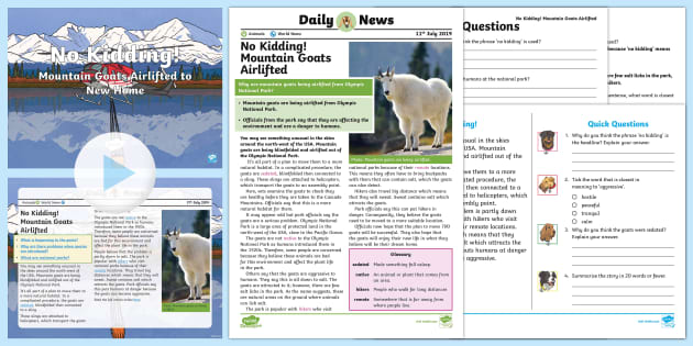 UKS2 Mountain Goat Habitat Daily News Resource Pack - Twinkl